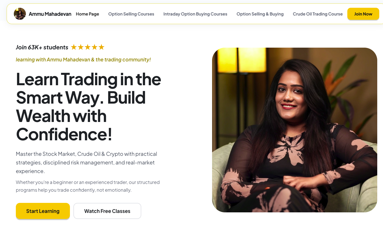 Ammu Mahadevan website screenshot