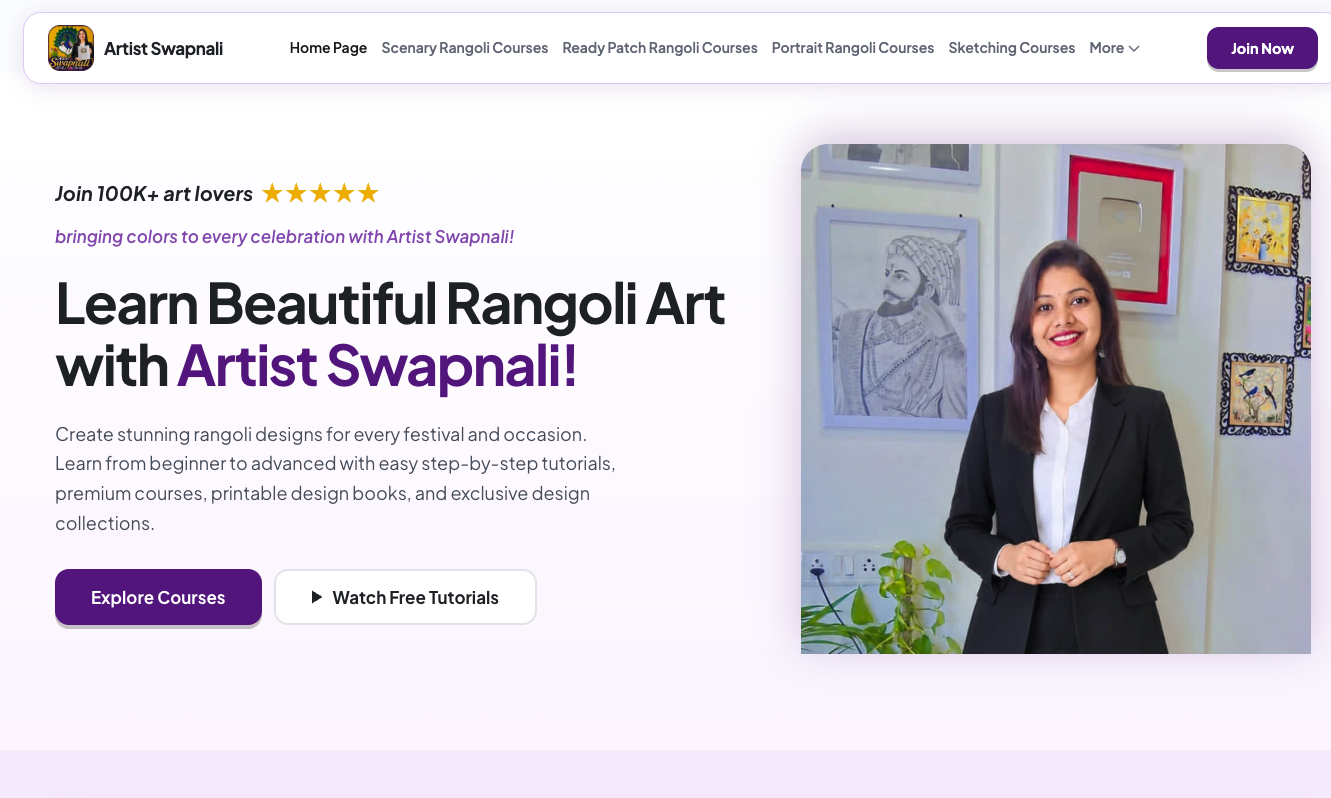Artist Swapnali website screenshot