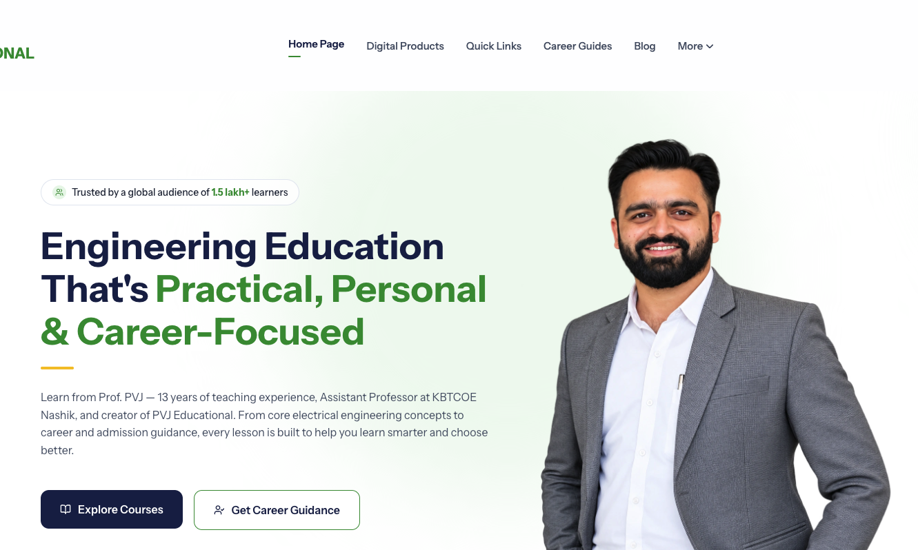 PVJ Educational website screenshot