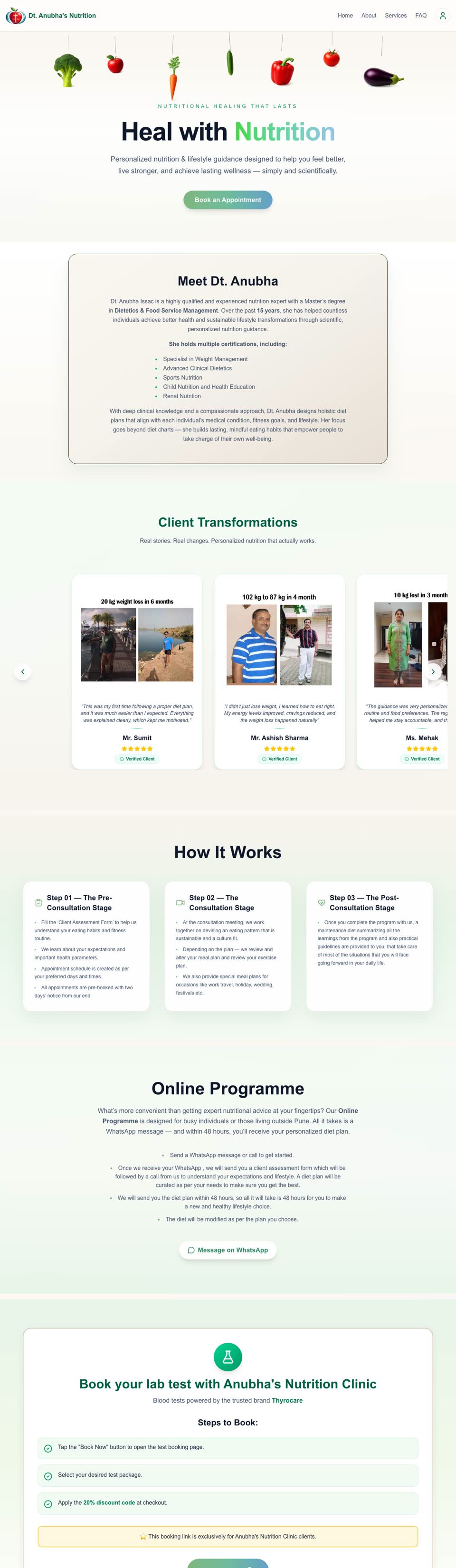 Anubha Nutrition — Clinic SaaS